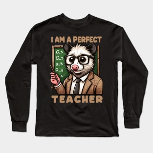 Kawaii Opossum Teacher With Glasses Long Sleeve T-Shirt